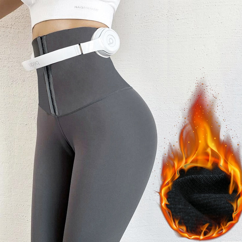 Sports Leggings Warming Autumn Winter Trousers Push Up Butt Lifter High Waist Trainer Sexy Shapewear Hot Pants Thermal Underwear - Amazhona 