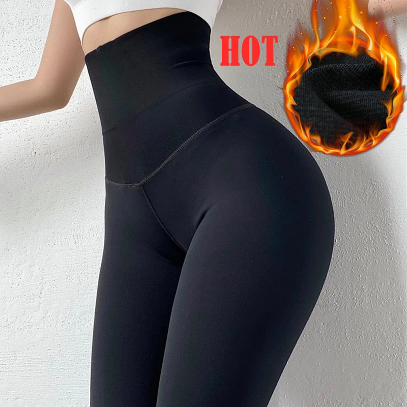 Sports Leggings Warming Autumn Winter Trousers Push Up Butt Lifter High Waist Trainer Sexy Shapewear Hot Pants Thermal Underwear - Amazhona 