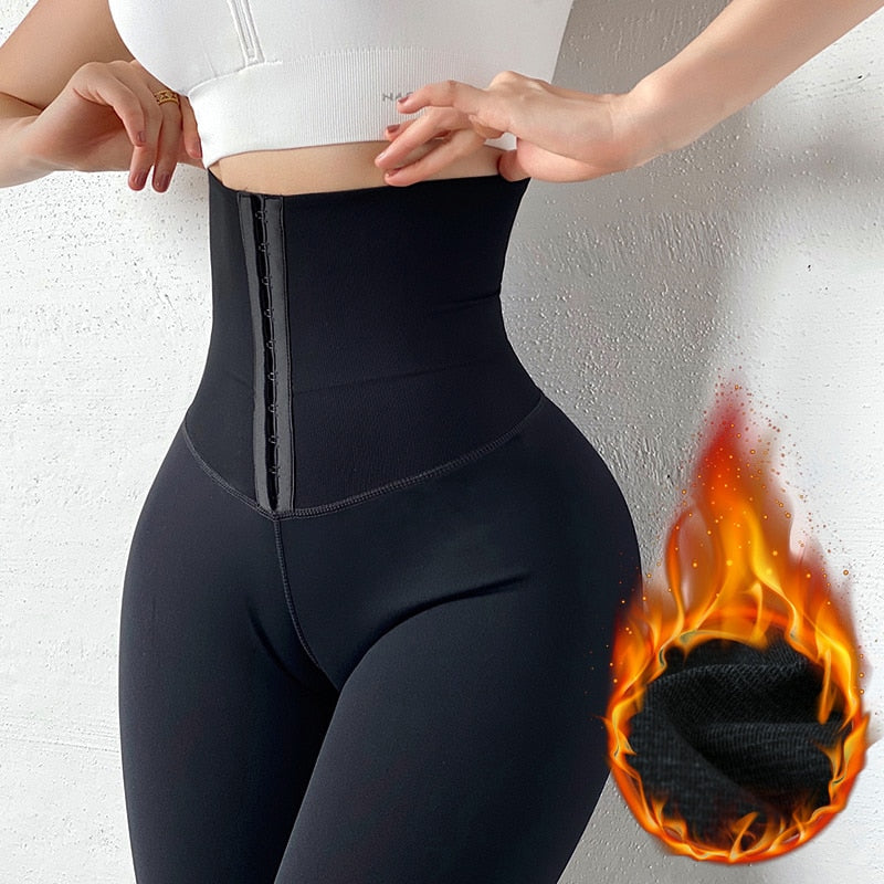 Sports Leggings Warming Autumn Winter Trousers Push Up Butt Lifter High Waist Trainer Sexy Shapewear Hot Pants Thermal Underwear - Amazhona 