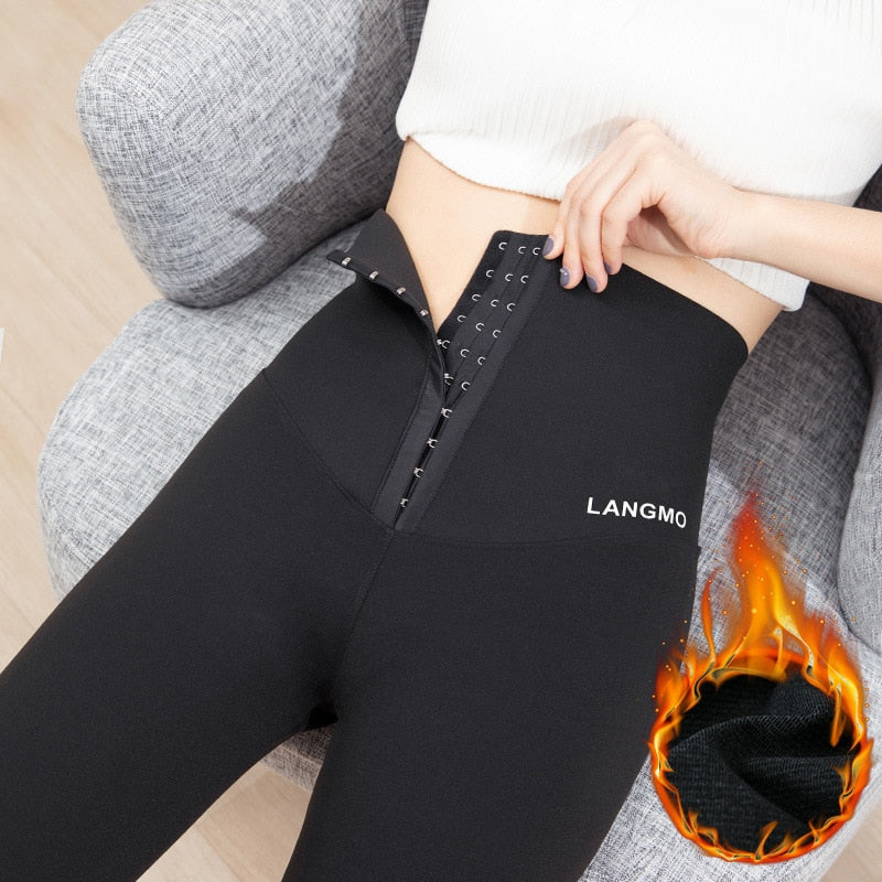 Sports Leggings Warming Autumn Winter Trousers Push Up Butt Lifter High Waist Trainer Sexy Shapewear Hot Pants Thermal Underwear - Amazhona 