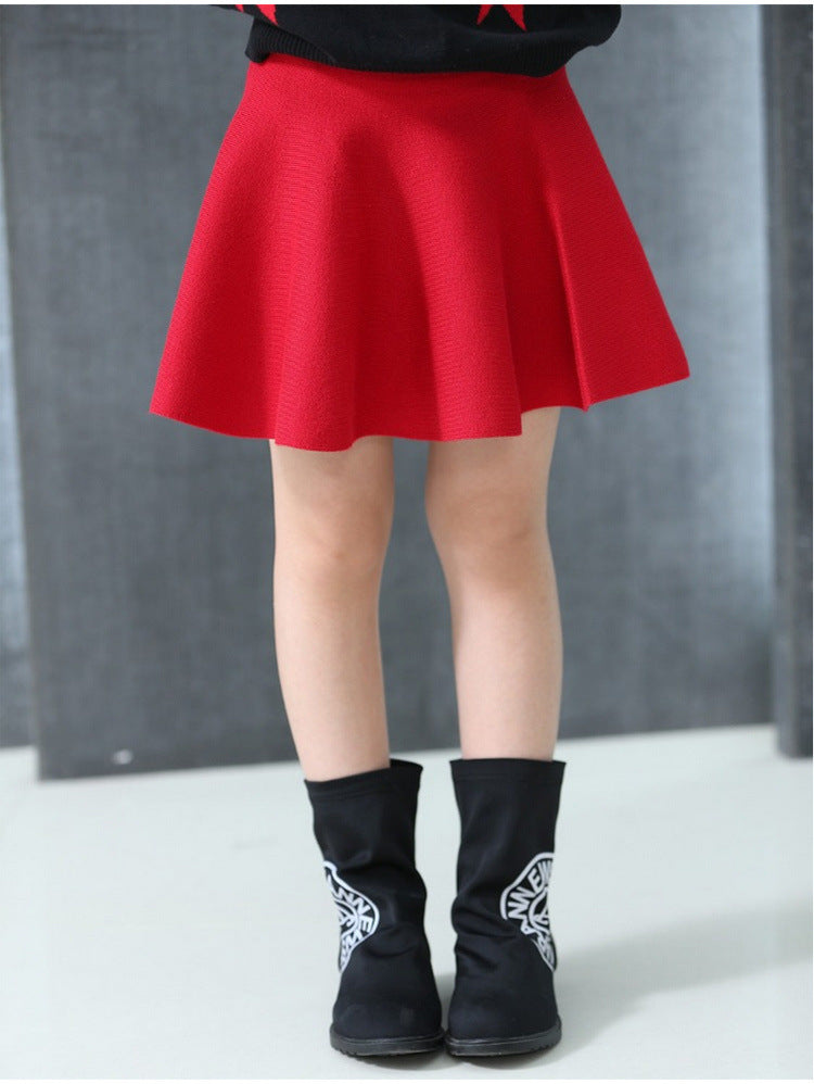 Spring And Autumn Children's Clothing New Girls' Short Skirt Fashion Princess Skirt Short Skirt Girls' Versatile Skirt Knitted Skirt Princess Skirt - Amazhona 