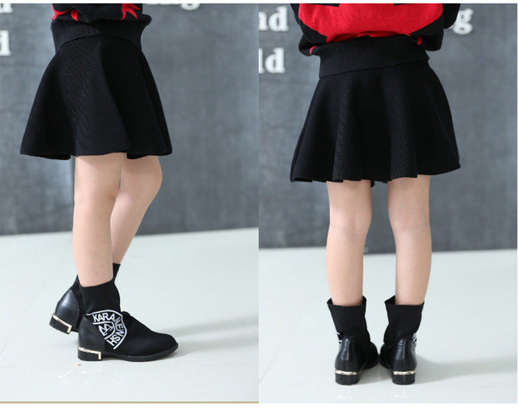 Spring And Autumn Children's Clothing New Girls' Short Skirt Fashion Princess Skirt Short Skirt Girls' Versatile Skirt Knitted Skirt Princess Skirt - Amazhona 