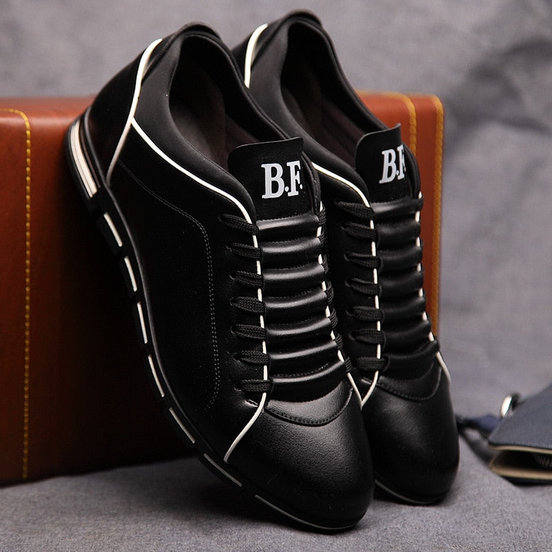 Spring Autumn New Men Shoes Casual Sneakers Fashion Solid Leather Shoes Formal Business Sport Flat Round Toe Light Breathable202 - Amazhona 