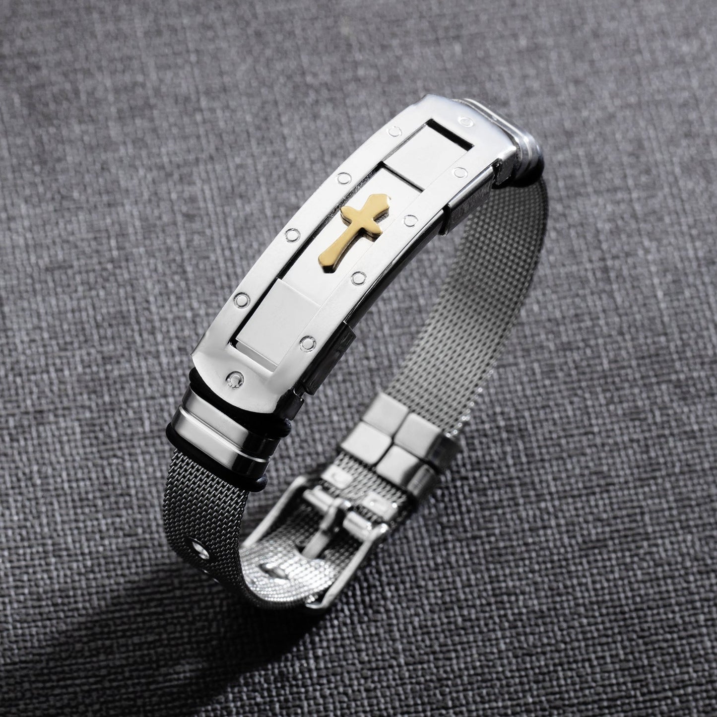 Stainless Steel Cross Bible Charm Bracelet Wristband For Men Adjustable Watch Bands Bracelet Christian Jewelry - Amazhona 