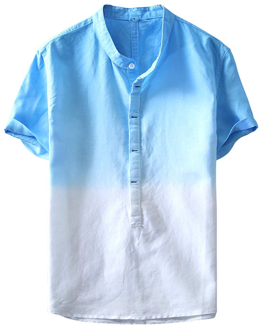 Stand-collar linen shirts - Amazhona 