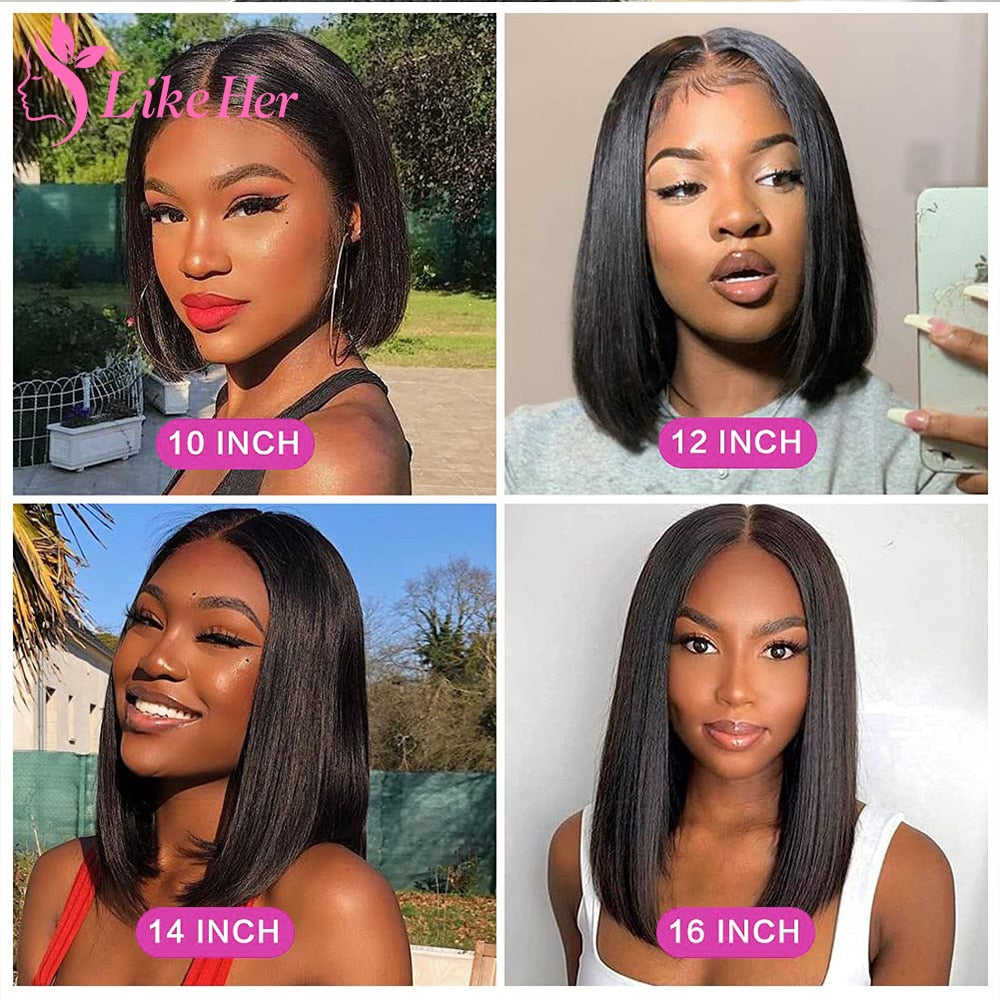 Straight Bob Wig Lace Front Human Hair Wigs For Women Brazilian Human Hair HD Lace Frontal Wigs 13X5X2 Glueless Lace Front Wigs - Amazhona 