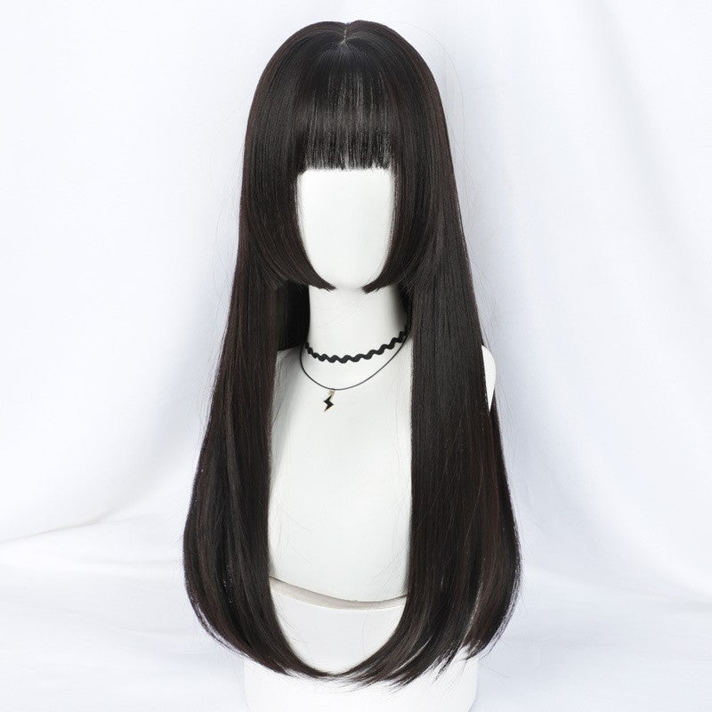 Straight Wig Women's Mid-length Hair Natural Full Headgear - Amazhona 