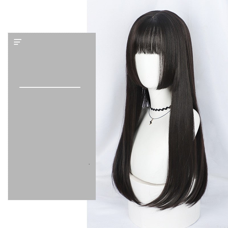 Straight Wig Women's Mid-length Hair Natural Full Headgear - Amazhona 