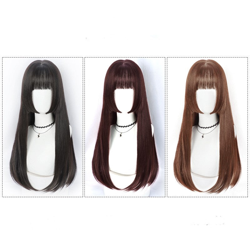 Straight Wig Women's Mid-length Hair Natural Full Headgear - Amazhona 