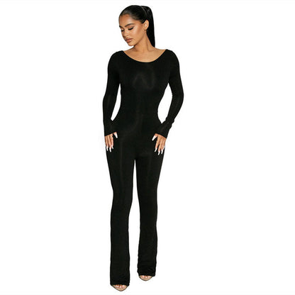 Stretch  Back Autumn And Winter Women's Long-sleeved Jumpsuit - Amazhona 