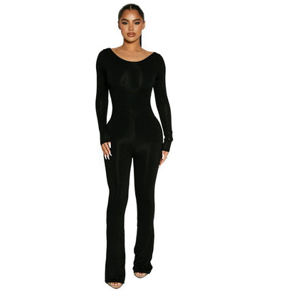 Stretch  Back Autumn And Winter Women's Long-sleeved Jumpsuit - Amazhona 