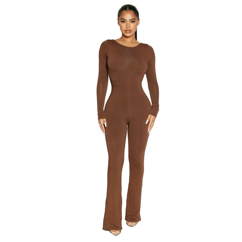 Stretch  Back Autumn And Winter Women's Long-sleeved Jumpsuit - Amazhona 