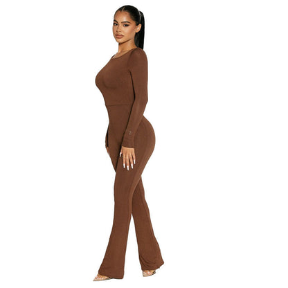 Stretch  Back Autumn And Winter Women's Long-sleeved Jumpsuit - Amazhona 