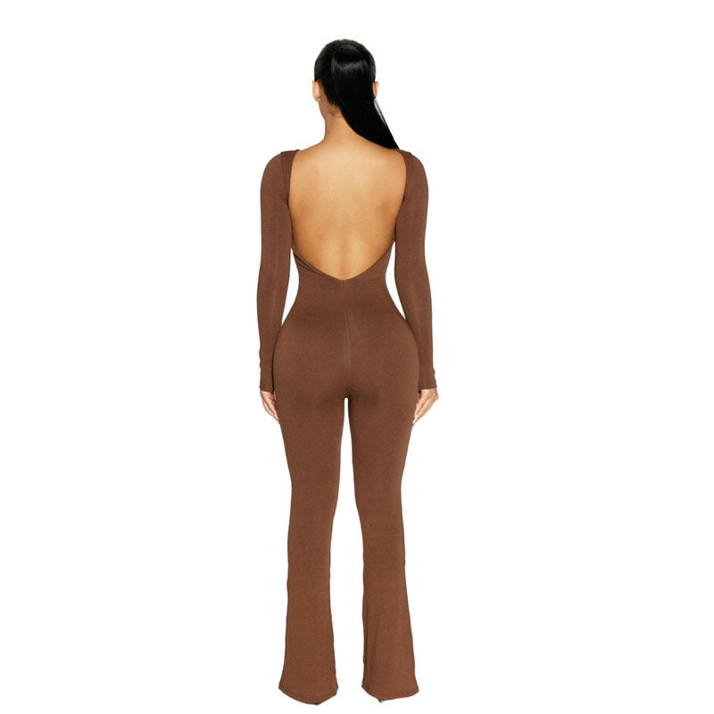 Stretch  Back Autumn And Winter Women's Long-sleeved Jumpsuit - Amazhona 