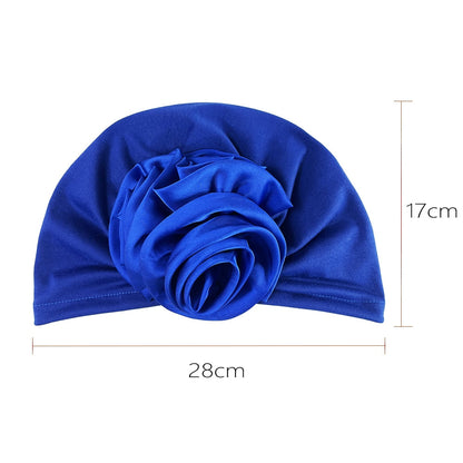 Stretch Bandana Head Wrap Satin Floral Women Party Turban Headwear Cap Hair Accessories - Amazhona 