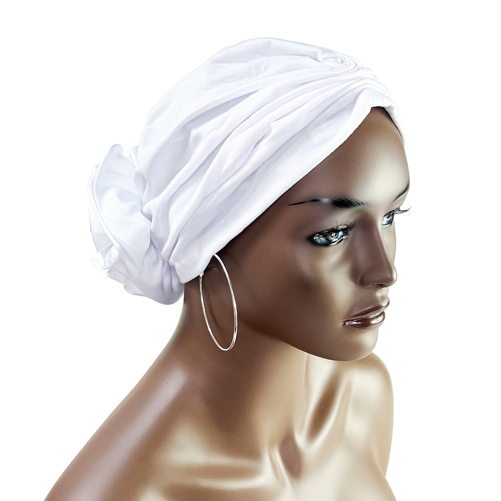 Stretch Bandana Head Wrap Satin Floral Women Party Turban Headwear Cap Hair Accessories - Amazhona 