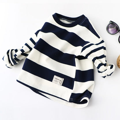 Striped Black And White Pullover Children's Long-sleeved Sweater - Amazhona 