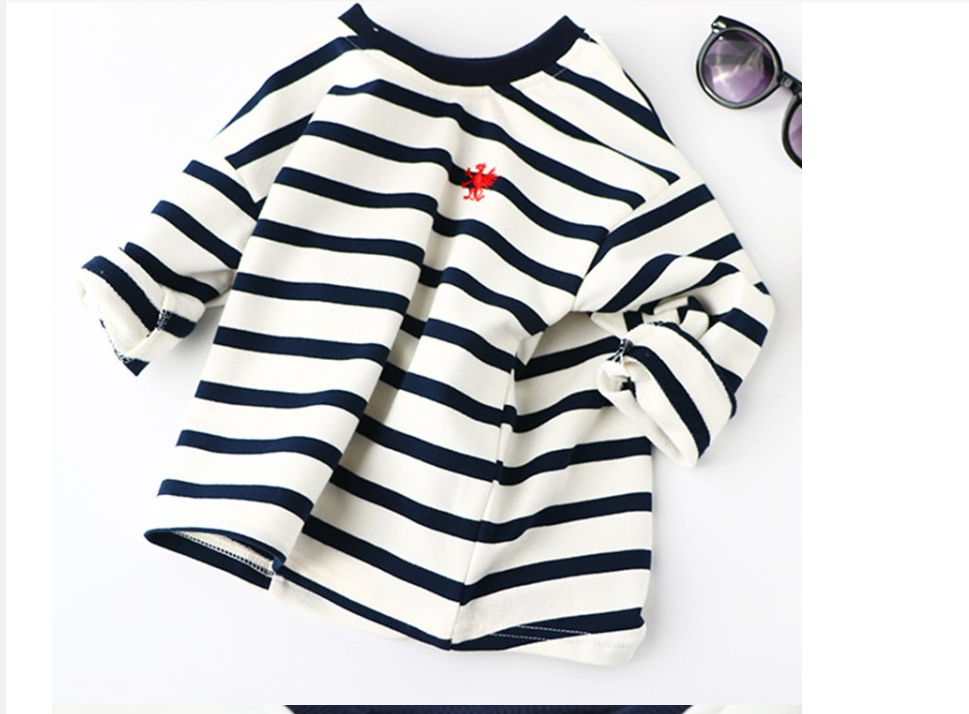 Striped Black And White Pullover Children's Long-sleeved Sweater - Amazhona 