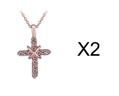 Studded Jesus Cross Necklace Clavicle Chain - Amazhona 