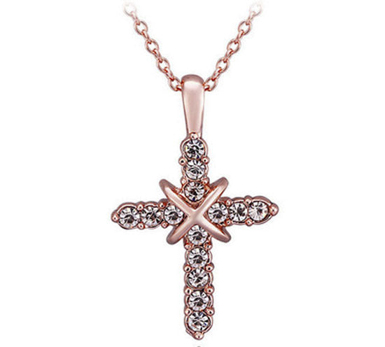 Studded Jesus Cross Necklace Clavicle Chain - Amazhona 