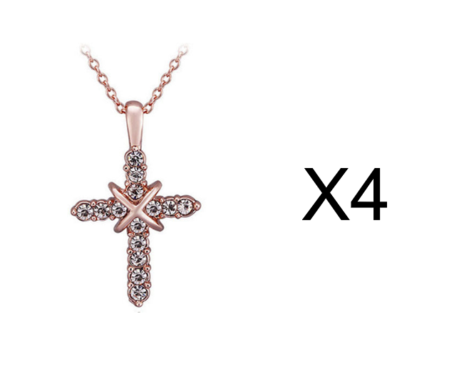 Studded Jesus Cross Necklace Clavicle Chain - Amazhona 