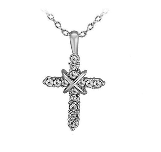 Studded Jesus Cross Necklace Clavicle Chain - Amazhona 