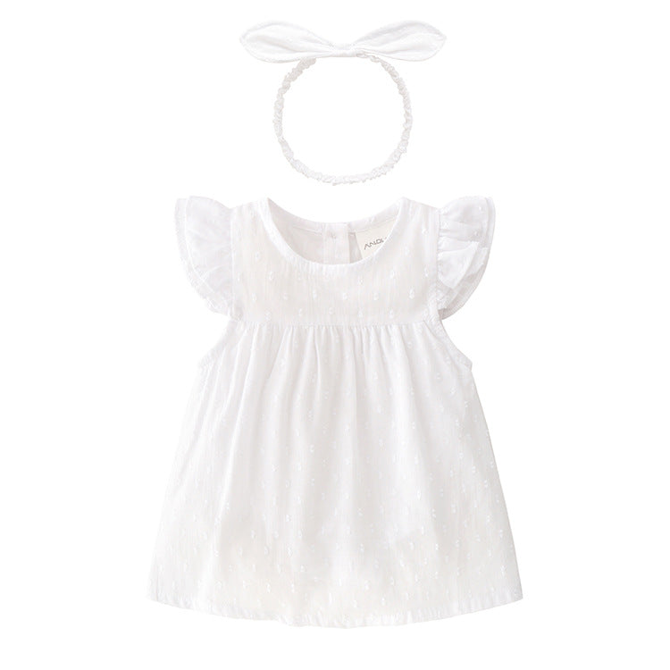 Summer Baby Girl Princess Style Lace Dress With Headband - Amazhona 