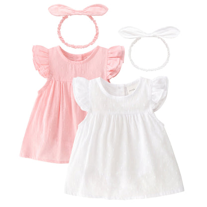 Summer Baby Girl Princess Style Lace Dress With Headband - Amazhona 