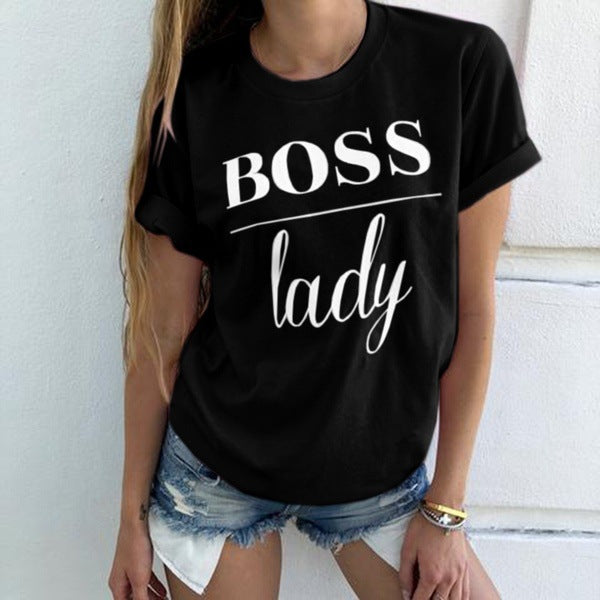 Summer Fashion Women Casual Letter Printed T-shirt Tops Lady Tee Printed Short Sleeve Tops - Amazhona 