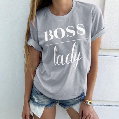 Summer Fashion Women Casual Letter Printed T-shirt Tops Lady Tee Printed Short Sleeve Tops - Amazhona 