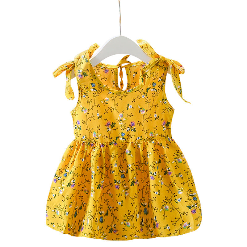 Summer New Girls' Dresses Baby Sleeveless Floral Skirts Children's Skirts - Amazhona 