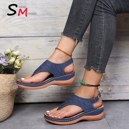 Summer Oxford Women Sandals Flats Slippers Pu Leather Flip Flops Belt Buckle Female Shoes 2022 New Rome Fashion Women Slides - Amazhona 