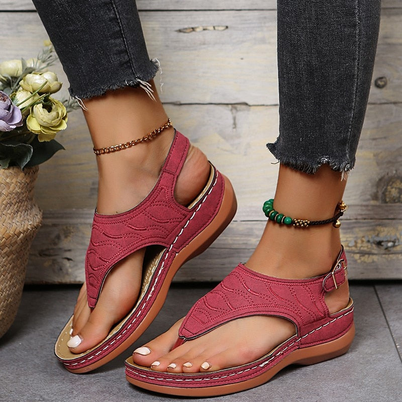 Summer Oxford Women Sandals Flats Slippers Pu Leather Flip Flops Belt Buckle Female Shoes 2022 New Rome Fashion Women Slides - Amazhona 