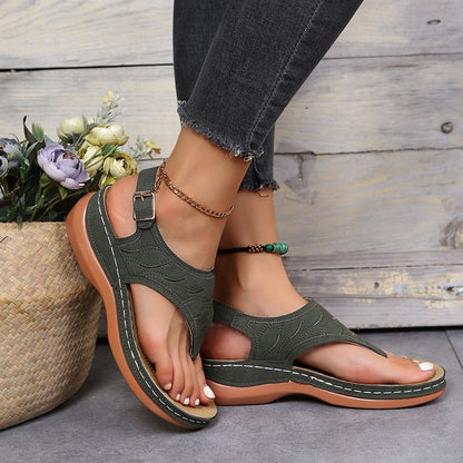 Summer Oxford Women Sandals Flats Slippers Pu Leather Flip Flops Belt Buckle Female Shoes 2022 New Rome Fashion Women Slides - Amazhona 