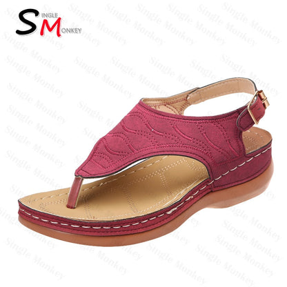 Summer Oxford Women Sandals Flats Slippers Pu Leather Flip Flops Belt Buckle Female Shoes 2022 New Rome Fashion Women Slides - Amazhona 