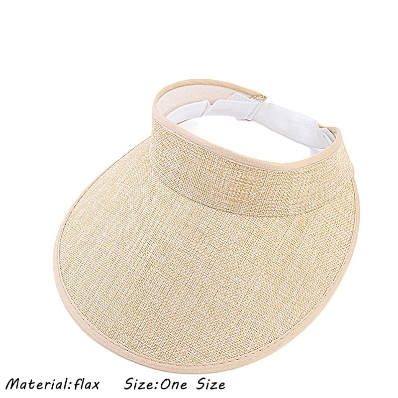 Summer Woman Sun Hats Female Outdoor Visor Caps Hand Made Straw Cap Casual Shade Hat Empty Top Hat Fishing Vacation Beach Caps - Amazhona 