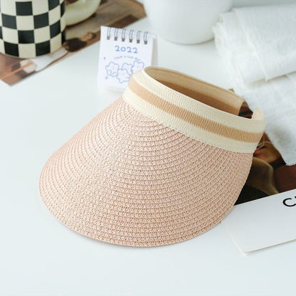 Summer Woman Sun Hats Female Outdoor Visor Caps Hand Made Straw Cap Casual Shade Hat Empty Top Hat Fishing Vacation Beach Caps - Amazhona 