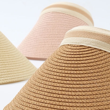 Summer Woman Sun Hats Female Outdoor Visor Caps Hand Made Straw Cap Casual Shade Hat Empty Top Hat Fishing Vacation Beach Caps - Amazhona 