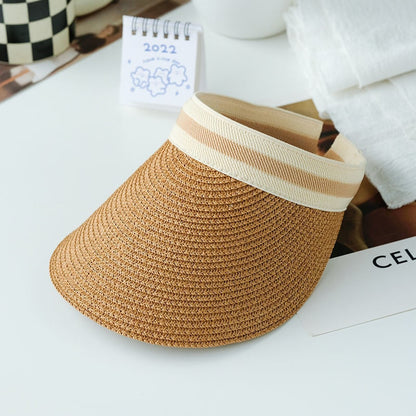 Summer Woman Sun Hats Female Outdoor Visor Caps Hand Made Straw Cap Casual Shade Hat Empty Top Hat Fishing Vacation Beach Caps - Amazhona 