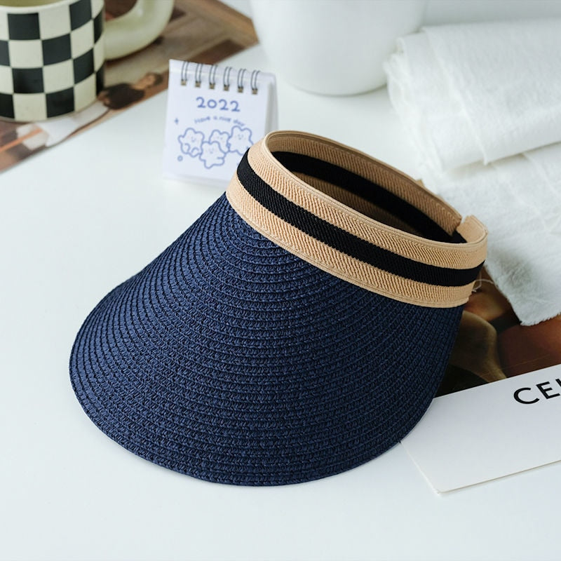 Summer Woman Sun Hats Female Outdoor Visor Caps Hand Made Straw Cap Casual Shade Hat Empty Top Hat Fishing Vacation Beach Caps - Amazhona 