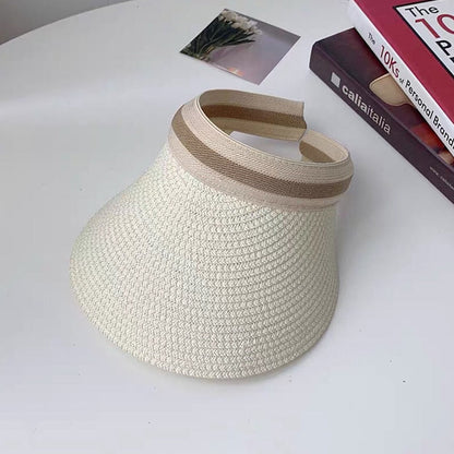 Summer Woman Sun Hats Female Outdoor Visor Caps Hand Made Straw Cap Casual Shade Hat Empty Top Hat Fishing Vacation Beach Caps - Amazhona 