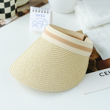 Summer Woman Sun Hats Female Outdoor Visor Caps Hand Made Straw Cap Casual Shade Hat Empty Top Hat Fishing Vacation Beach Caps - Amazhona 