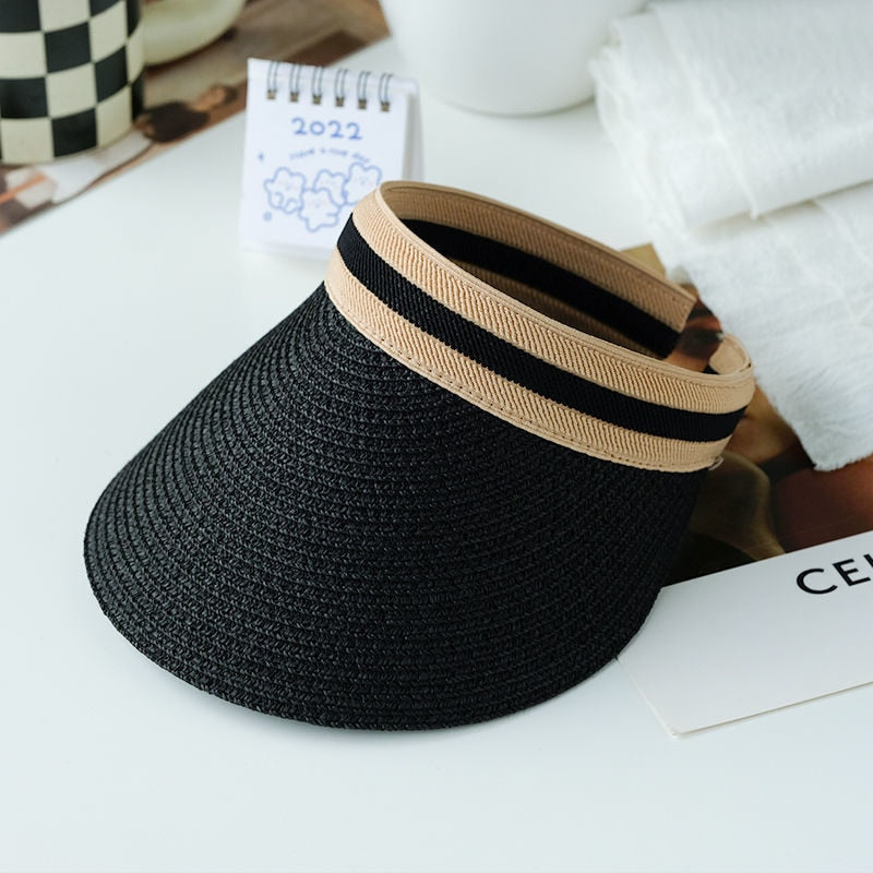 Summer Woman Sun Hats Female Outdoor Visor Caps Hand Made Straw Cap Casual Shade Hat Empty Top Hat Fishing Vacation Beach Caps - Amazhona 