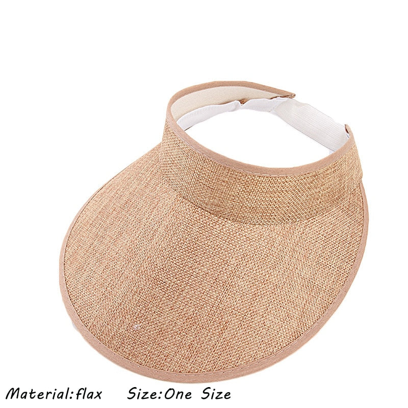 Summer Woman Sun Hats Female Outdoor Visor Caps Hand Made Straw Cap Casual Shade Hat Empty Top Hat Fishing Vacation Beach Caps - Amazhona 