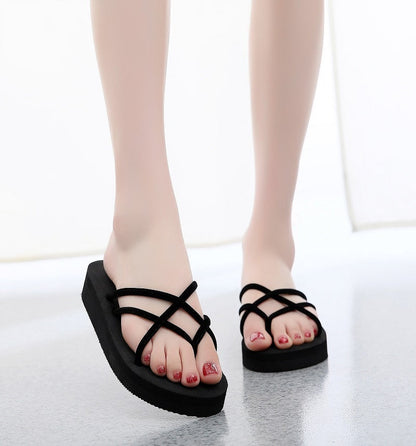 Summer Women's Slippers Fashion Platform Wedge Sandals Outdoor Leisure Flip Flops Travel Beach Slippers High Heel Women Slides - Amazhona 