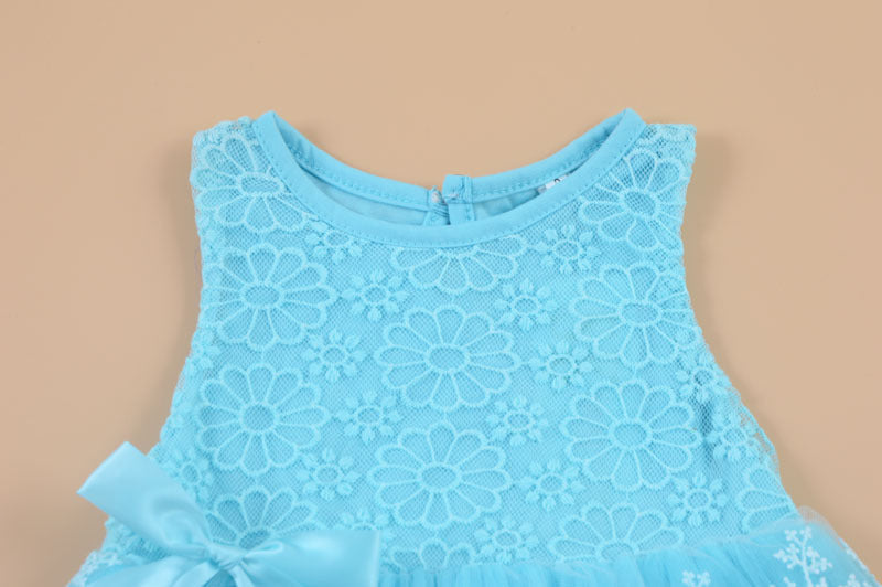 Summer children's wear 2021 girls, infants, sleeveless LACE VEST, bow tie dress, children's skirt - Amazhona 