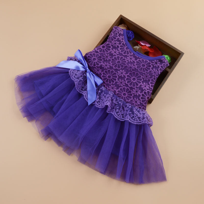 Summer children's wear 2021 girls, infants, sleeveless LACE VEST, bow tie dress, children's skirt - Amazhona 