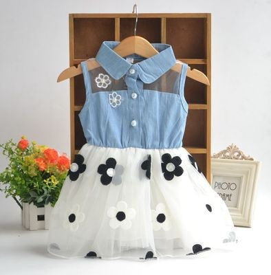 Summer girls wear denim skirt dress dress baby baby princess dress on behalf of a children. - Amazhona 