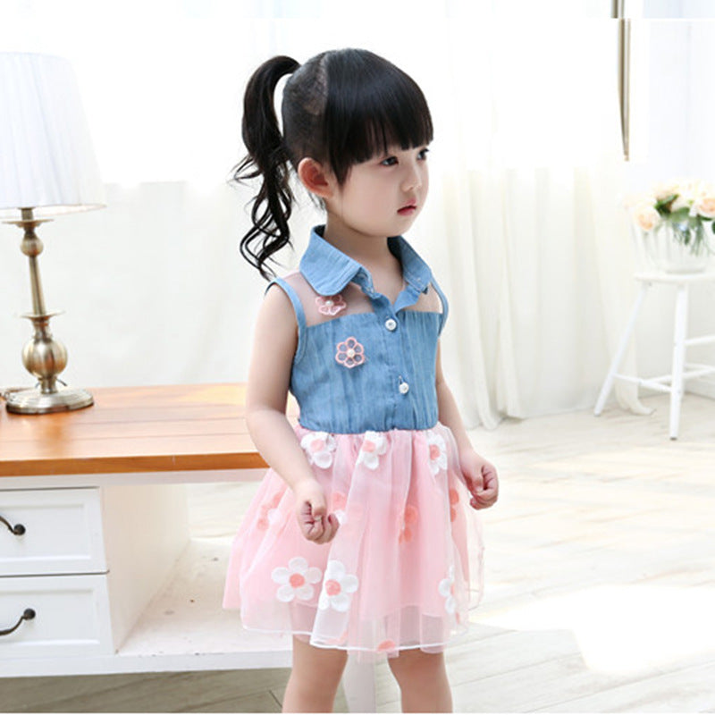 Summer girls wear denim skirt dress dress baby baby princess dress on behalf of a children. - Amazhona 