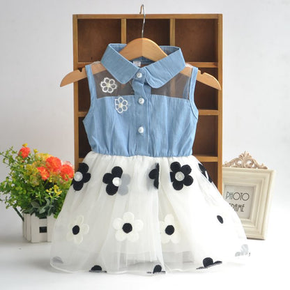 Summer girls wear denim skirt dress dress baby baby princess dress on behalf of a children. - Amazhona 